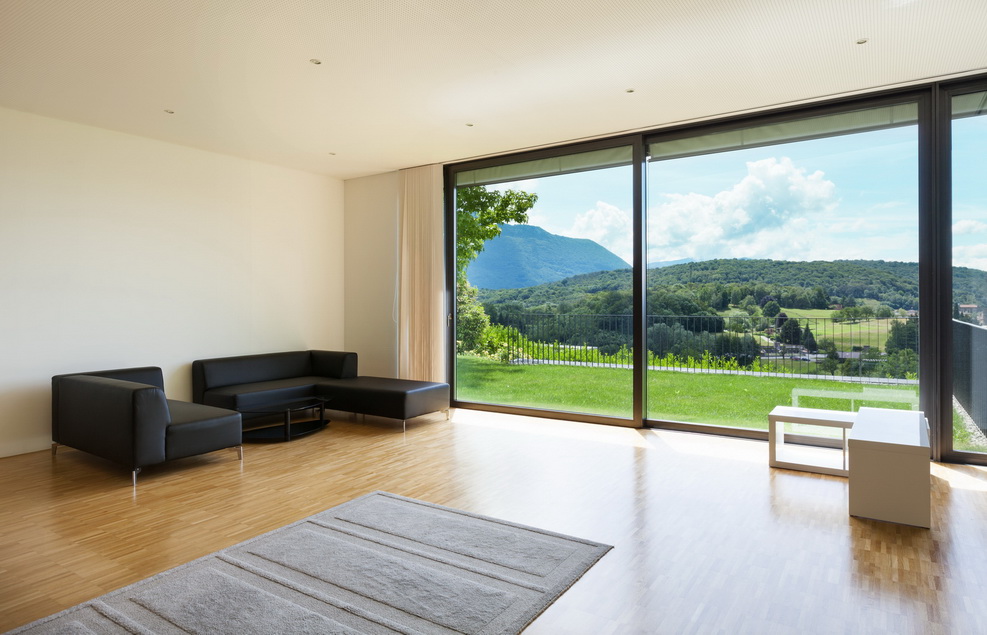 interior of a modern house, wide living room